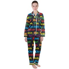 Red Yellow Blue Green Purple Satin Long Sleeve Pyjamas Set