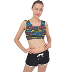 Red Yellow Blue Green Purple V-back Sports Bra