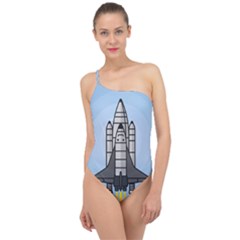 Rocket Shuttle Spaceship Science Classic One Shoulder Swimsuit