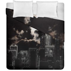 City Night Moon Skyline Skyscraper Duvet Cover Double Side (california King Size)