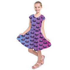 Ufo Alien Pattern Kids  Short Sleeve Dress by Wegoenart