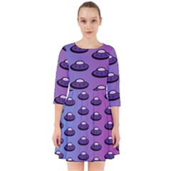 Ufo Alien Pattern Smock Dress by Wegoenart