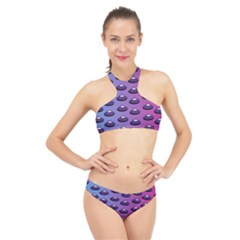 Ufo Alien Pattern High Neck Bikini Set by Wegoenart