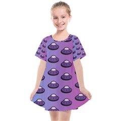 Ufo Alien Pattern Kids  Smock Dress by Wegoenart