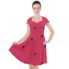 Minimalist Summer Watermelon Wallpaper Cap Sleeve Midi Dress