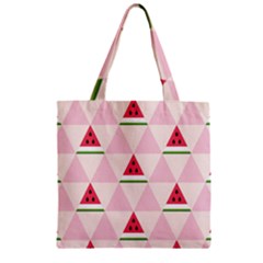 Seamless Pattern Watermelon Slices Geometric Style Zipper Grocery Tote Bag by Nexatart