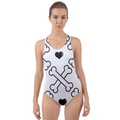 Dog Bone Seamless Pattern Heart Valentine Cut-out Back One Piece Swimsuit by Nexatart