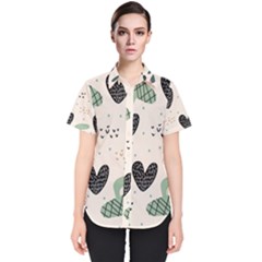 Cute Cactus Plants Seamless Pattern With Children Drawing Baby Kids Apparel Fashion Women s Short Sleeve Shirt