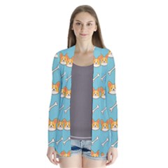 Cute Corgi Dog Face Pattern Drape Collar Cardigan by Nexatart