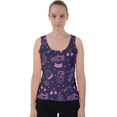 Various Cute Girly Stuff Seamless Pattern Velvet Tank Top