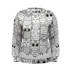 Circle Shape Pattern With Cute Owls Coloring Book Women s Sweatshirt