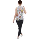 Funny Seamless Pattern With Cartoon Monsters Personage Colorful Hand Drawn Characters Unusual Creatu Mock Neck Chiffon Sleeveless Top View2