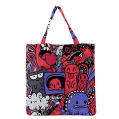 Abstract Grunge Urban Pattern With Monster Character Super Drawing Graffiti Style Vector Illustratio Grocery Tote Bag
