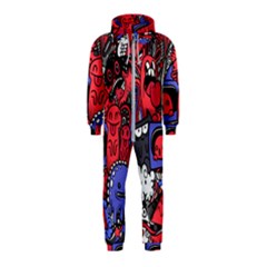 Abstract Grunge Urban Pattern With Monster Character Super Drawing Graffiti Style Vector Illustratio Hooded Jumpsuit (kids)