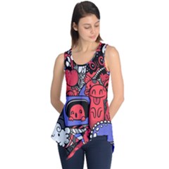 Abstract Grunge Urban Pattern With Monster Character Super Drawing Graffiti Style Vector Illustratio Sleeveless Tunic by Nexatart