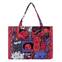 Abstract Grunge Urban Pattern With Monster Character Super Drawing Graffiti Style Vector Illustratio Medium Tote Bag by Nexatart
