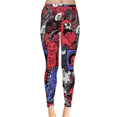 Abstract Grunge Urban Pattern With Monster Character Super Drawing Graffiti Style Vector Illustratio Inside Out Leggings