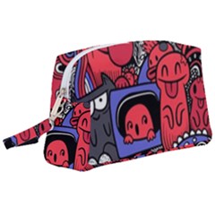 Abstract Grunge Urban Pattern With Monster Character Super Drawing Graffiti Style Vector Illustratio Wristlet Pouch Bag (large)