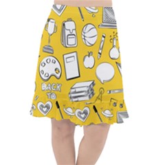 Pattern With Basketball Apple Paint Back School Illustration Fishtail Chiffon Skirt by Nexatart