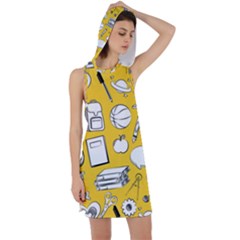 Pattern With Basketball Apple Paint Back School Illustration Racer Back Hoodie Dress