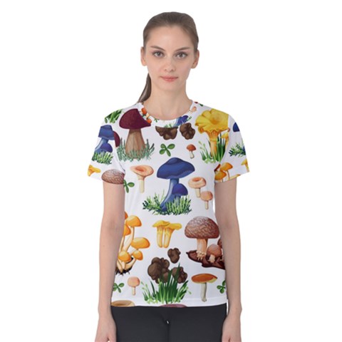 Mushroom Seamless Pattern Women s Cotton Tee by Nexatart