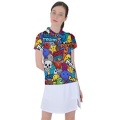 Graffiti Characters Seamless Pattern Women s Polo Tee