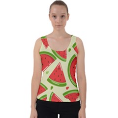 Cute Watermelon Seamless Pattern Velvet Tank Top