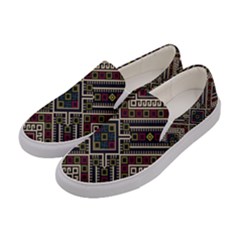 Zentangle Style Geometric Ornament Pattern Women s Canvas Slip Ons