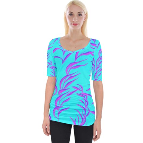 Branches Leaves Colors Summer Wide Neckline Tee by Nexatart