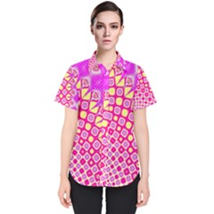 Digital Arts Fractals Futuristic Pink Women s Short Sleeve Shirt