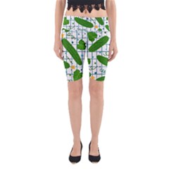 Seamless Pattern With Cucumber Yoga Cropped Leggings