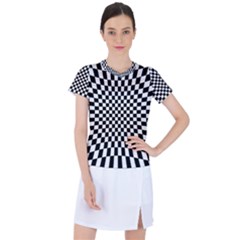 Illusion Checkerboard Black And White Pattern Women s Sports Top by Nexatart