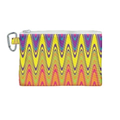 Retro Colorful Waves Background Canvas Cosmetic Bag (medium)