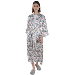 Photo Illustration Floral Motif Striped Design Maxi Satin Kimono by dflcprintsclothing