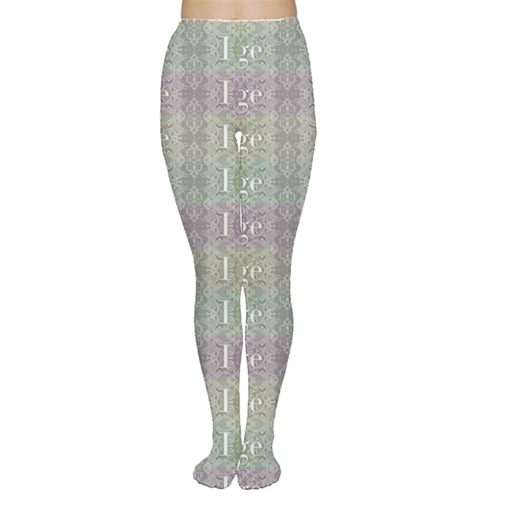 I Love Vintage Phrase Motif Striped Pattern Design Tights