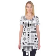 Pattern Hipster Abstract Form Geometric Line Variety Shapes Polkadots Fashion Style Seamless Short Sleeve Tunic  by Vaneshart