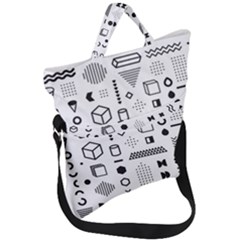 Pattern Hipster Abstract Form Geometric Line Variety Shapes Polkadots Fashion Style Seamless Fold Over Handle Tote Bag by Vaneshart