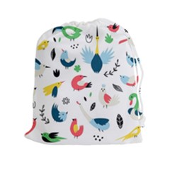 Vector Set Isolates With Cute Birds Scandinavian Style Drawstring Pouch (2xl) by Vaneshart