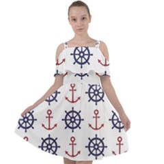 Nautical Seamless Pattern Cut Out Shoulders Chiffon Dress by Vaneshart