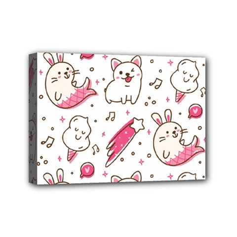 Cute Animals Seamless Pattern Kawaii Doodle Style Mini Canvas 7  X 5  (stretched) by Vaneshart