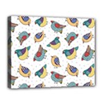 Seamless Pattern With Hand Drawn Bird Black Canvas 14  x 11  (Stretched)