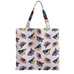 Seamless Pattern With Hand Drawn Bird Black Zipper Grocery Tote Bag