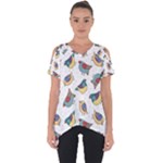 Seamless Pattern With Hand Drawn Bird Black Cut Out Side Drop Tee