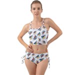 Seamless Pattern With Hand Drawn Bird Black Mini Tank Bikini Set