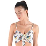 Seamless Pattern With Hand Drawn Bird Black Woven Tie Front Bralet