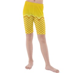 Sweet Honey Drips With Honeycomb Kids  Mid Length Swim Shorts by Vaneshart