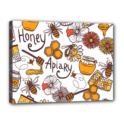 Honey Seamless Pattern Canvas 16  X 12  (stretched) by Vaneshart