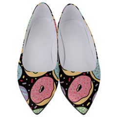 Colorful Donut Seamless Pattern On Black Vector Women s Low Heels by Sobalvarro