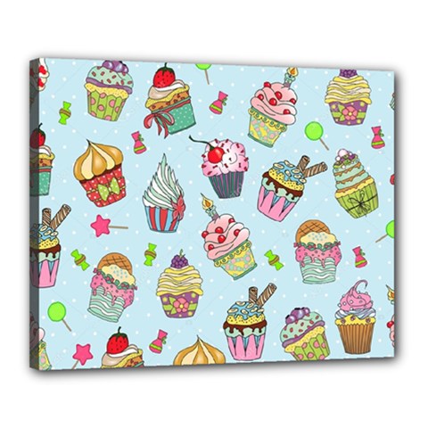 Cupcake Doodle Pattern Canvas 20  X 16  (stretched) by Sobalvarro