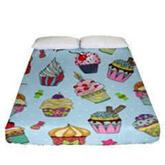 Cupcake Doodle Pattern Fitted Sheet (queen Size) by Sobalvarro